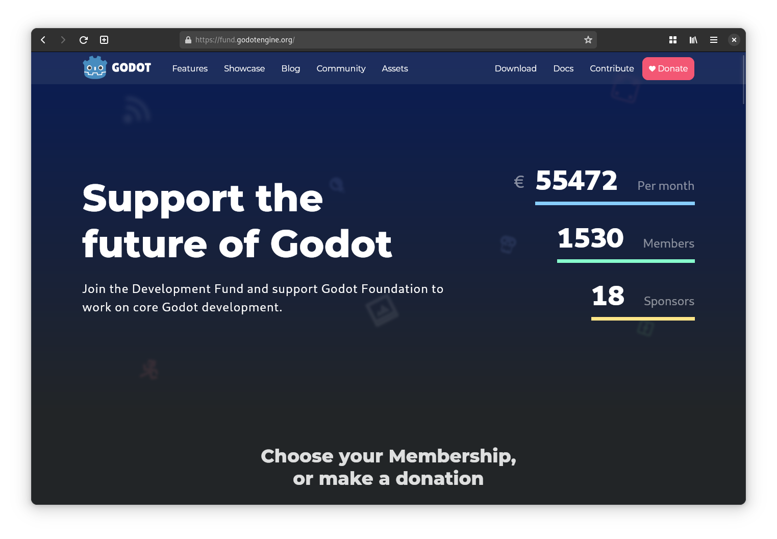 Web de donaciones de Godot Engine